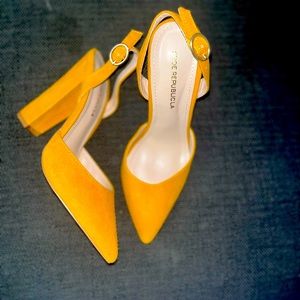 Chunky pointed toe heels